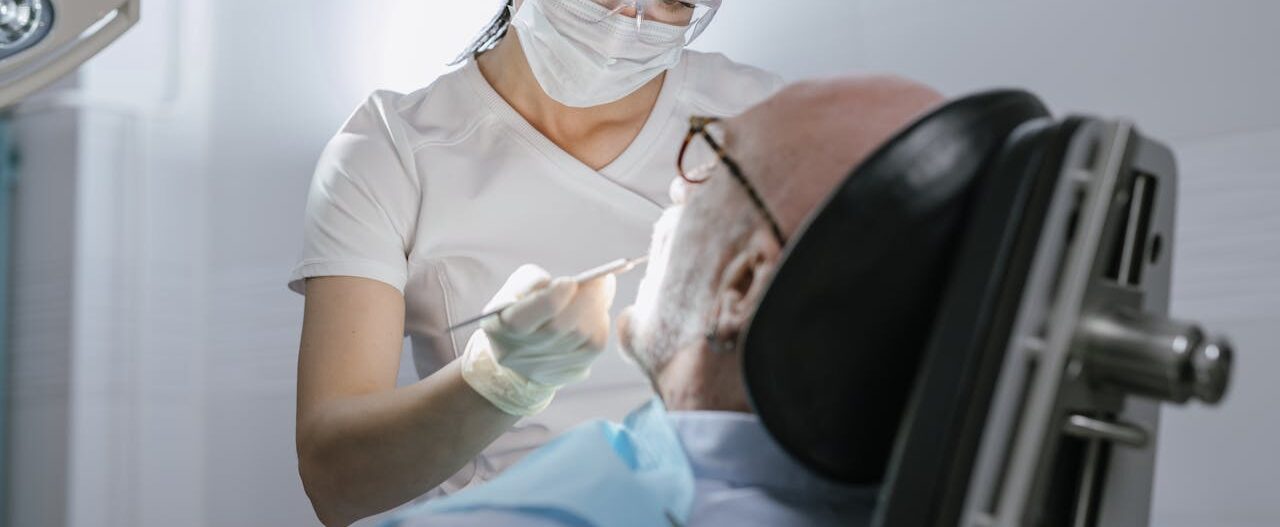 Elderly male at a routine dental visit